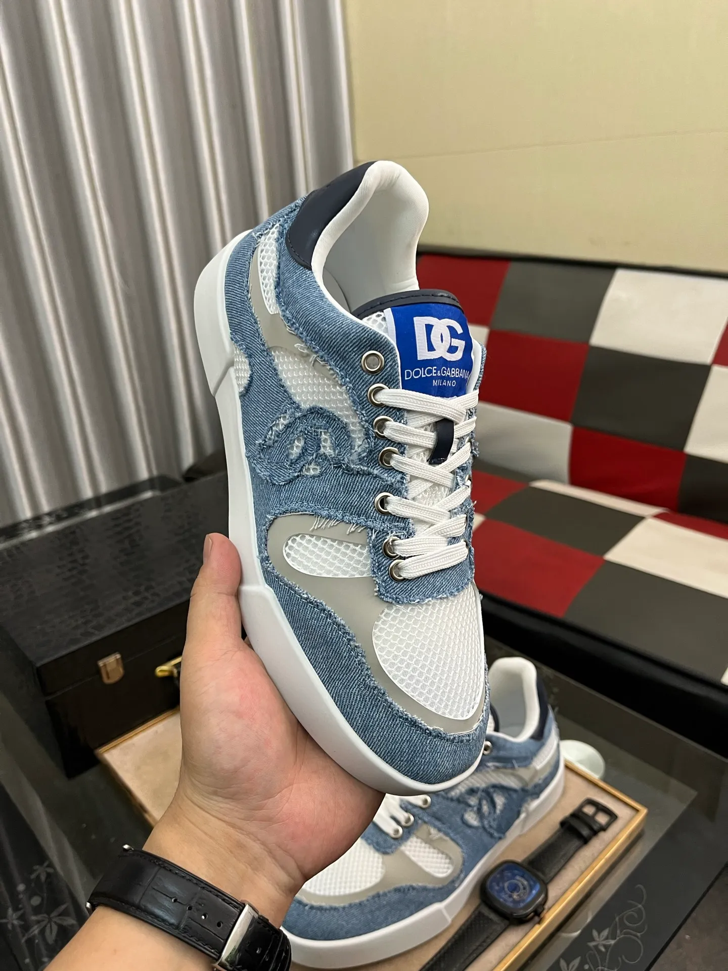 Men's shoes 💰440⌚️⌚️【DG～】Men's casual shoes are on sale at the same time 🔶🔷🔜The upper is made of cowhide stitching fabric ➕Mesh lining, comfortable and breathable, sole: original comfortable and wear-resistant outsole, ⚠️The real thing📱Photographed🎬The real thing is better📢📢📢Number: 35-46